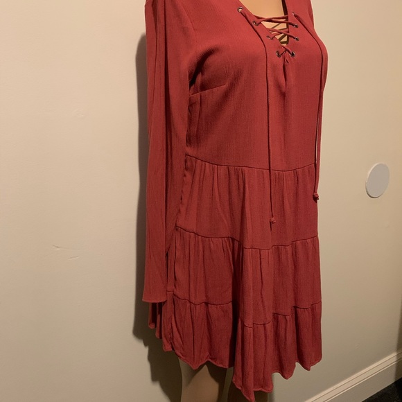 Junior lace up tier dress size XS color rusty bric - Picture 4 of 11